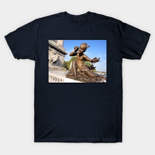 Paris Girl Statue on Bridge T-Shirt